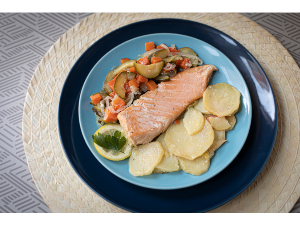 Lomo de Salmón con verduras